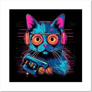 80s Cat Style Posters and Art